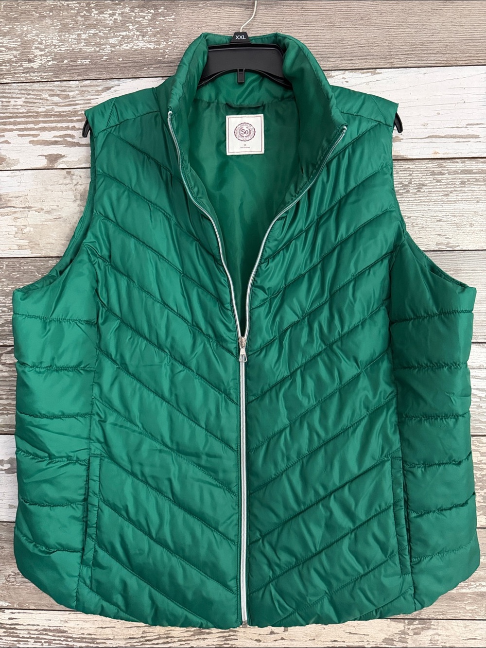 SO Women's 2X Emerald Green Quilted Puffer Vest
